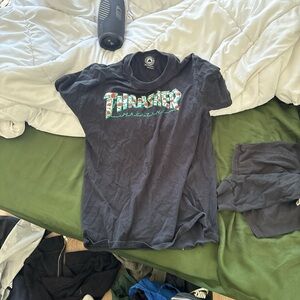 Thrasher Kids Black and Green Graphic Tee